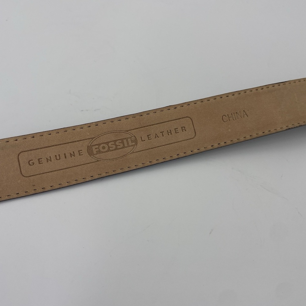 Fossil 90s Western Belt Brown Croc Leather Embossed  2-Tone Buckle Size Small - Picture 14 of 14